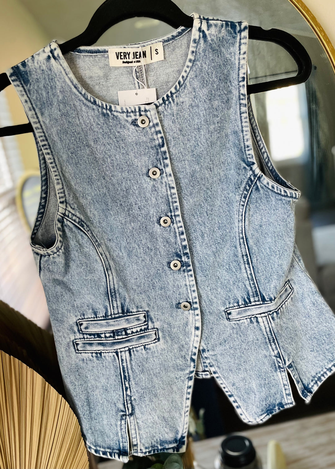 Denim Washed Button Vest