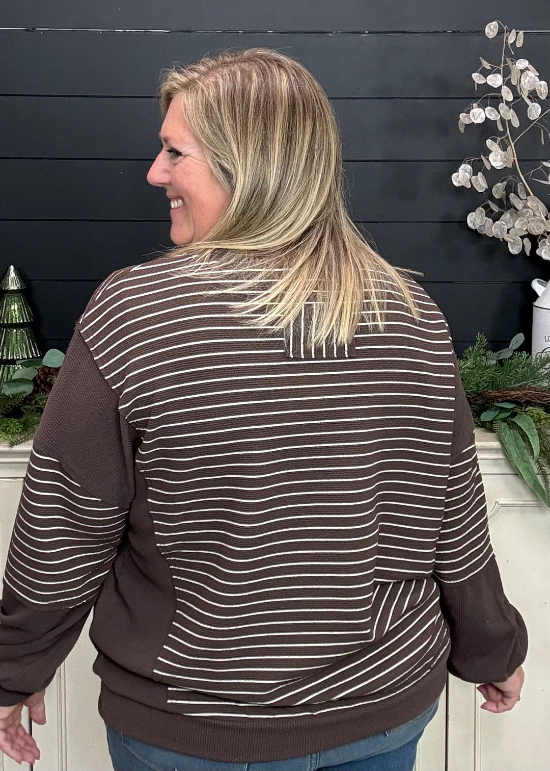 Chocolate Stripe Long Sleeve Top