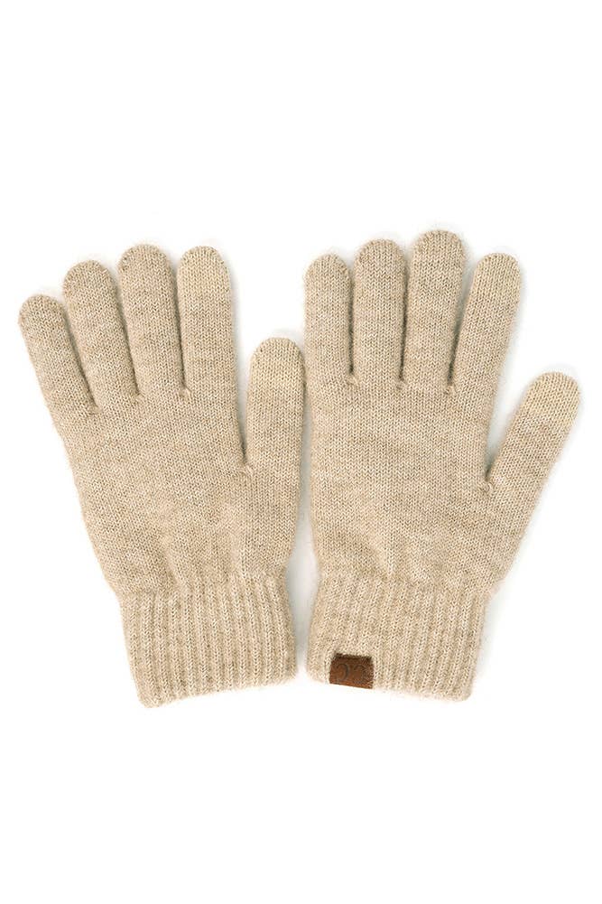C.C Heather Knit Plain Gloves: Light Melange Gray