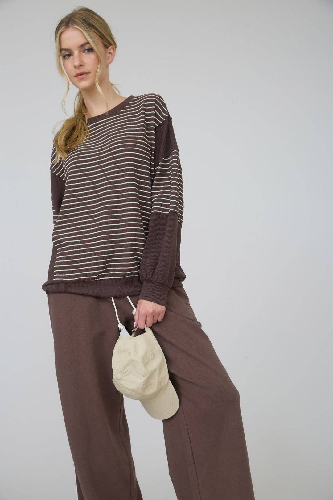 Chocolate Stripe Long Sleeve Top