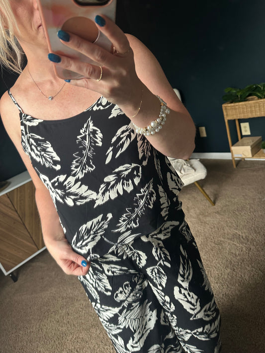 Leaf Cami Top: BLACK/CREAM