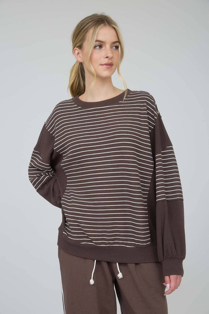 Chocolate Stripe Long Sleeve Top