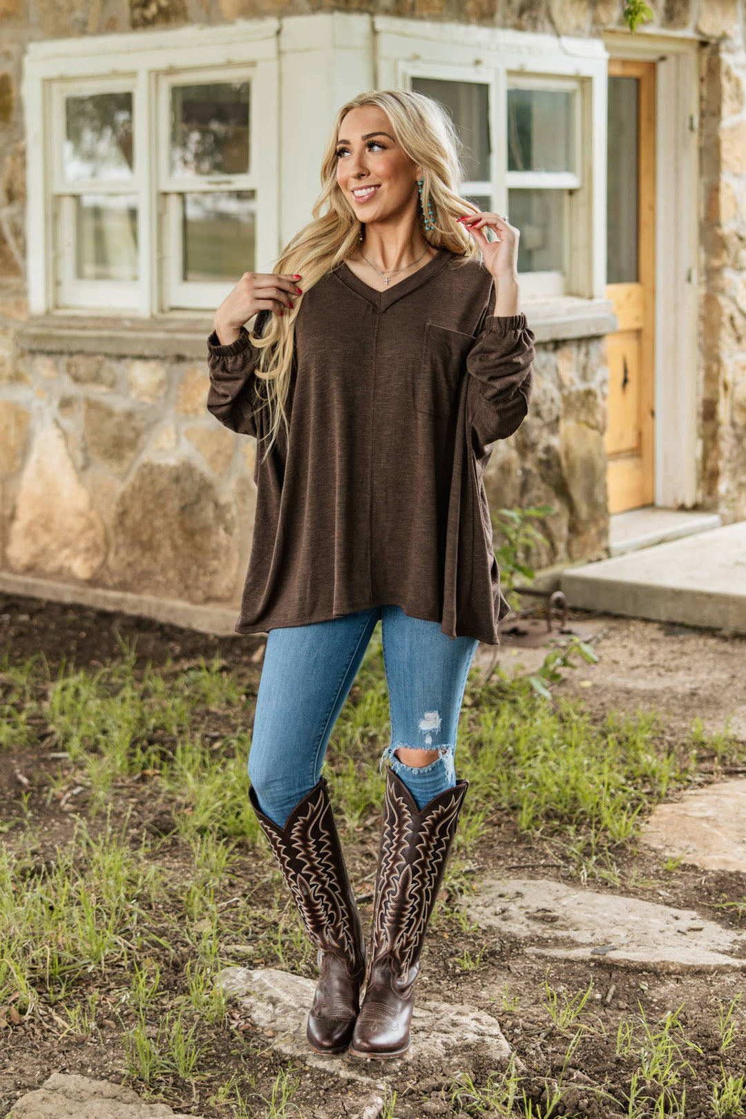 Olive - Soft Relaxed Draped Top