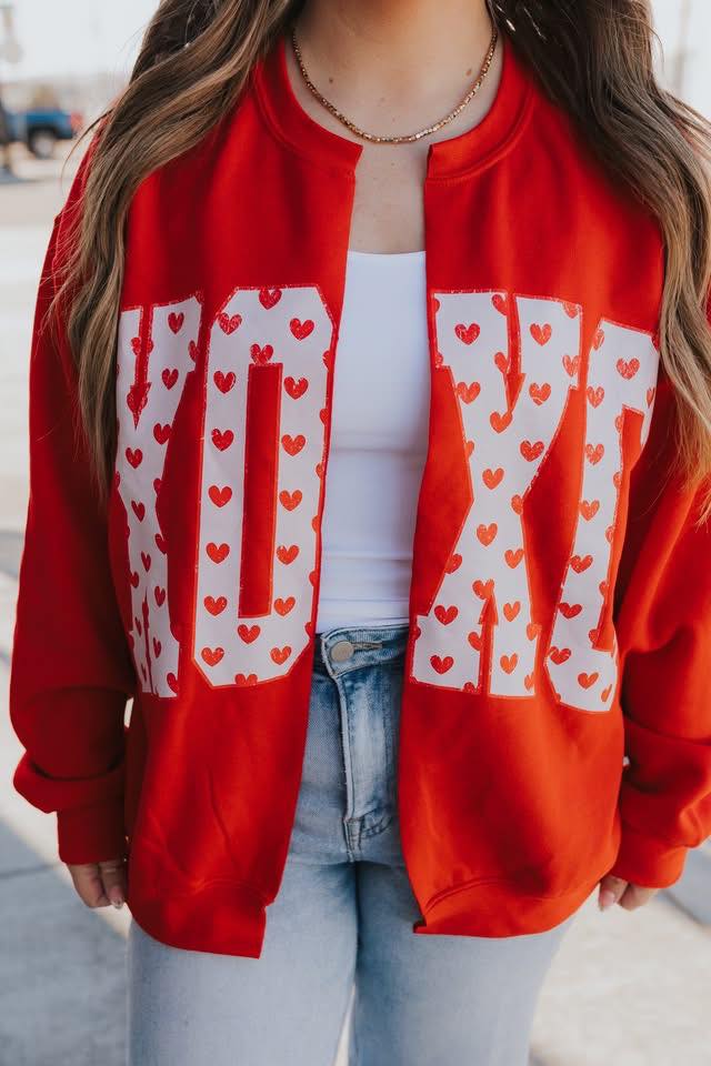 Pre-Order - XOXO Valentine Sweatshirt Cardigan
