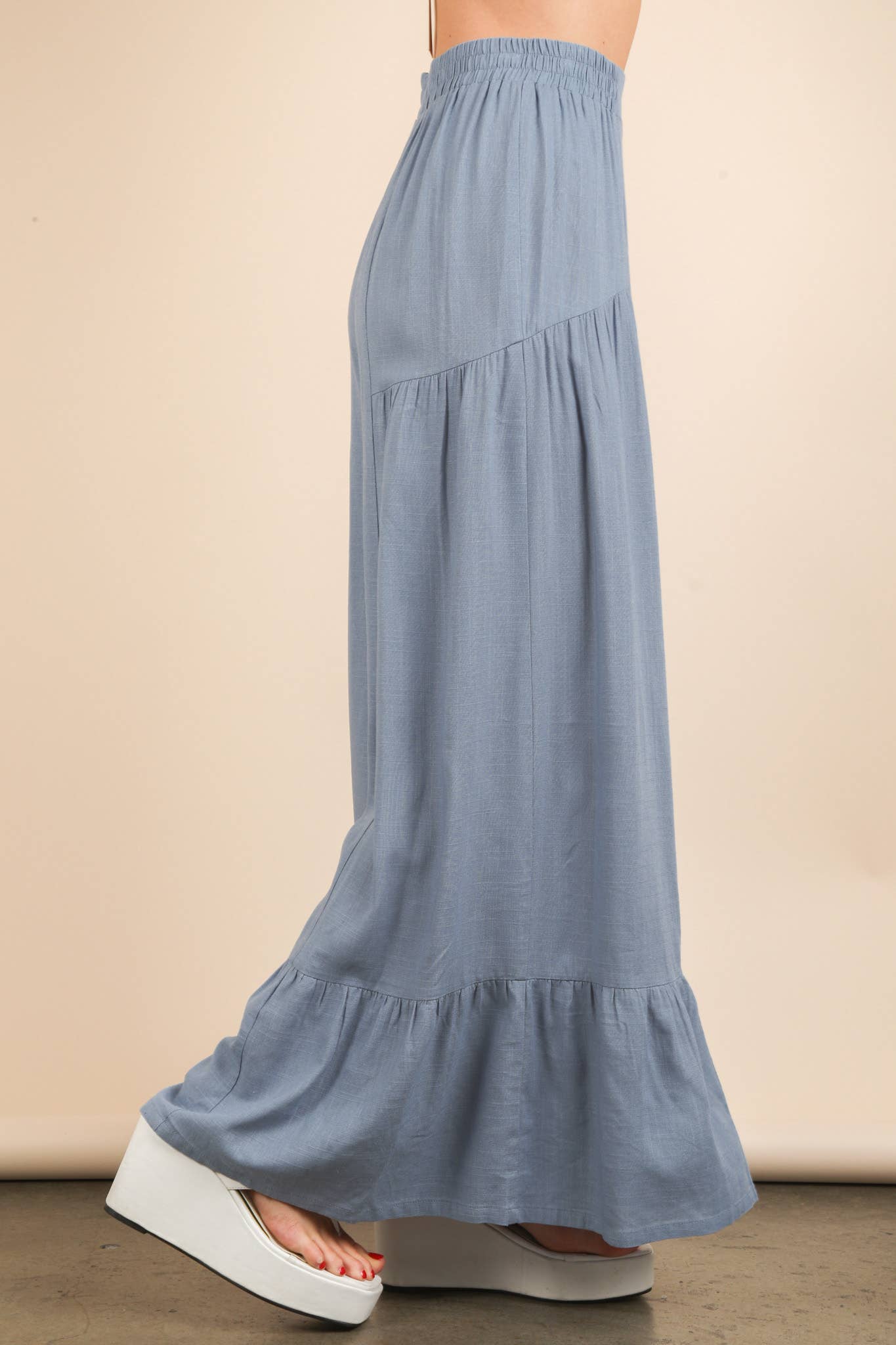 Palazzo Elastic Waist Comfy Pants: SKY
