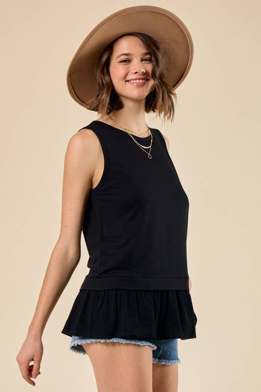 Black - Twist Front Burn Out Top