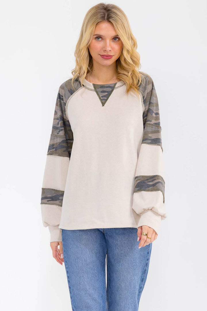 Off-Duty Camo Raglan Top