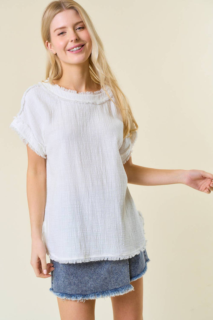 ✨PREORDER ✨  Frayed Gauze Top