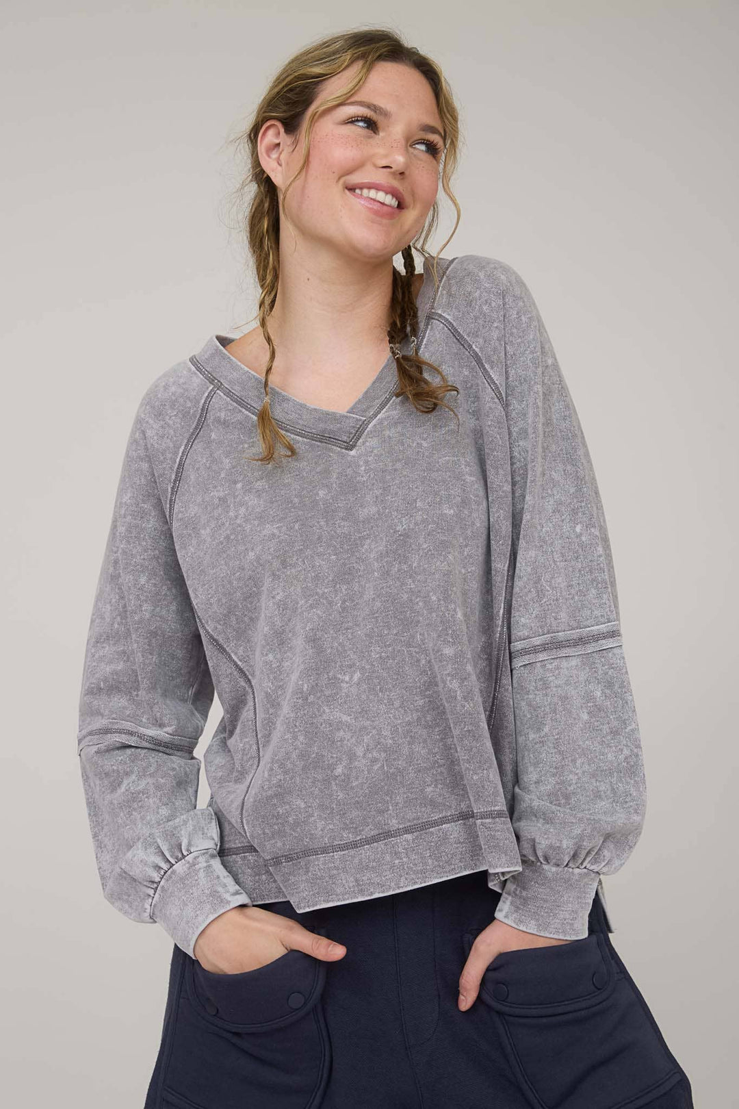 Graphite V-Neck Top