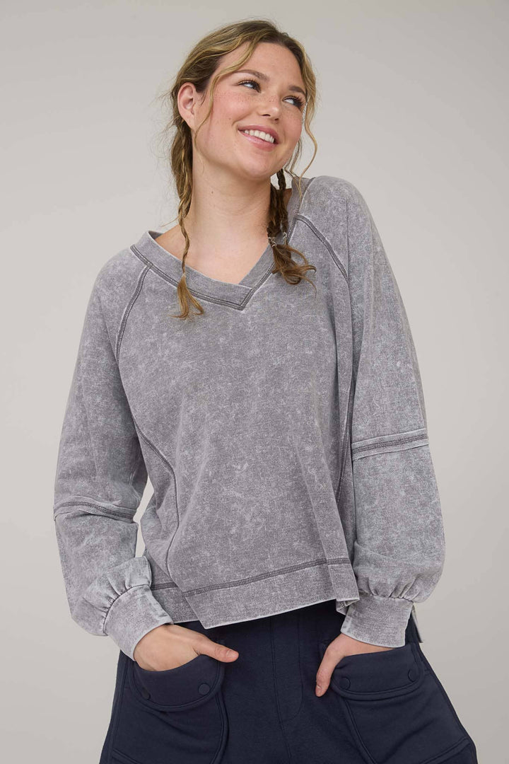 Graphite V-Neck Top