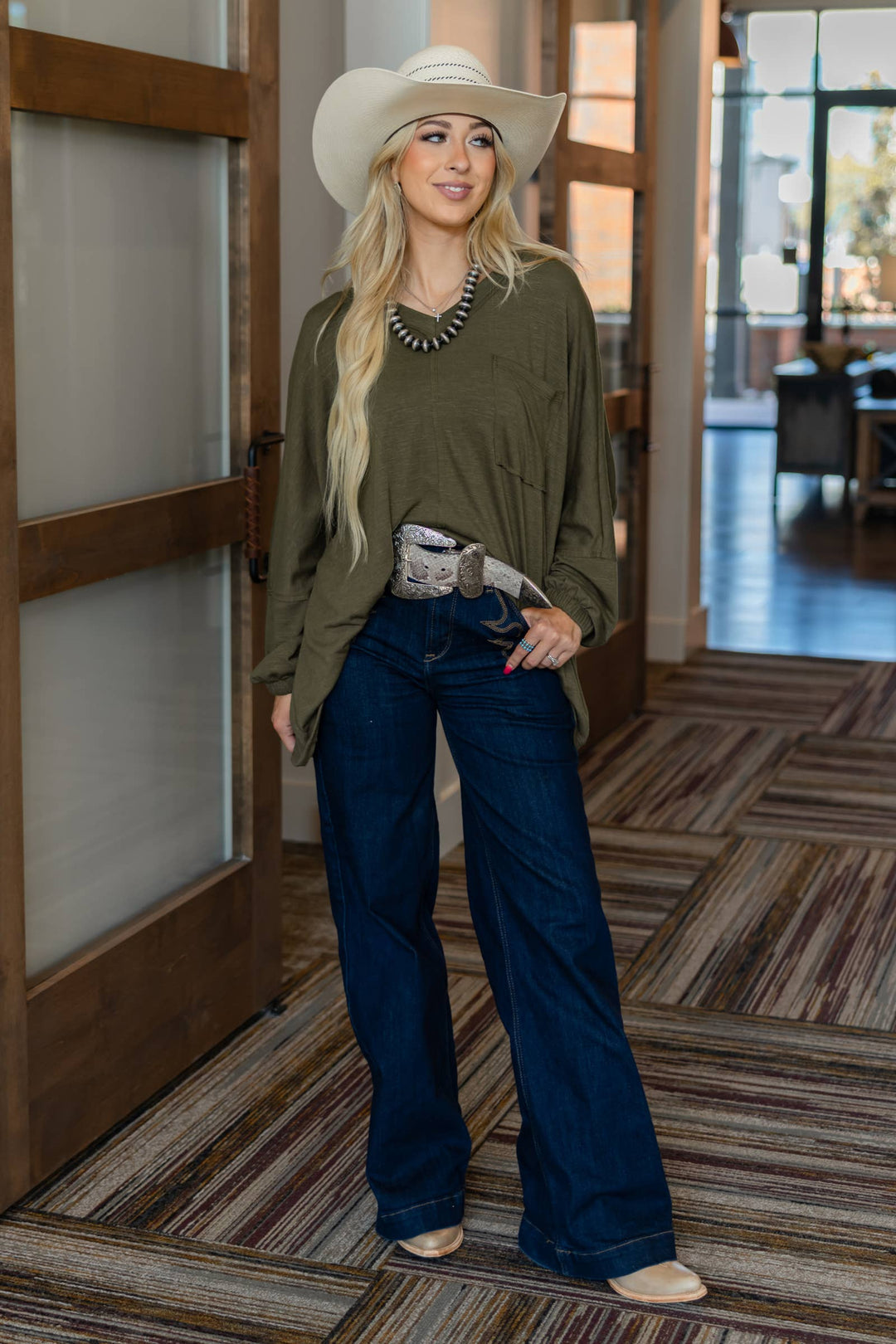 Olive - Soft Relaxed Draped Top