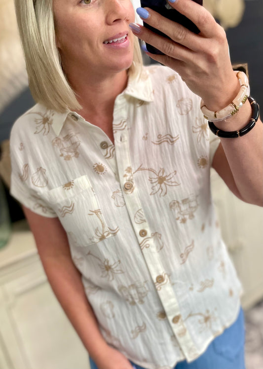 SUMMER PRINT COLLARED SHORT SLEEVE SHIRT