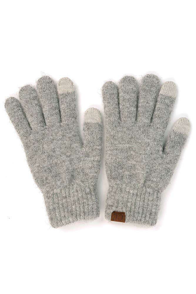 C.C Heather Knit Plain Gloves: Beige
