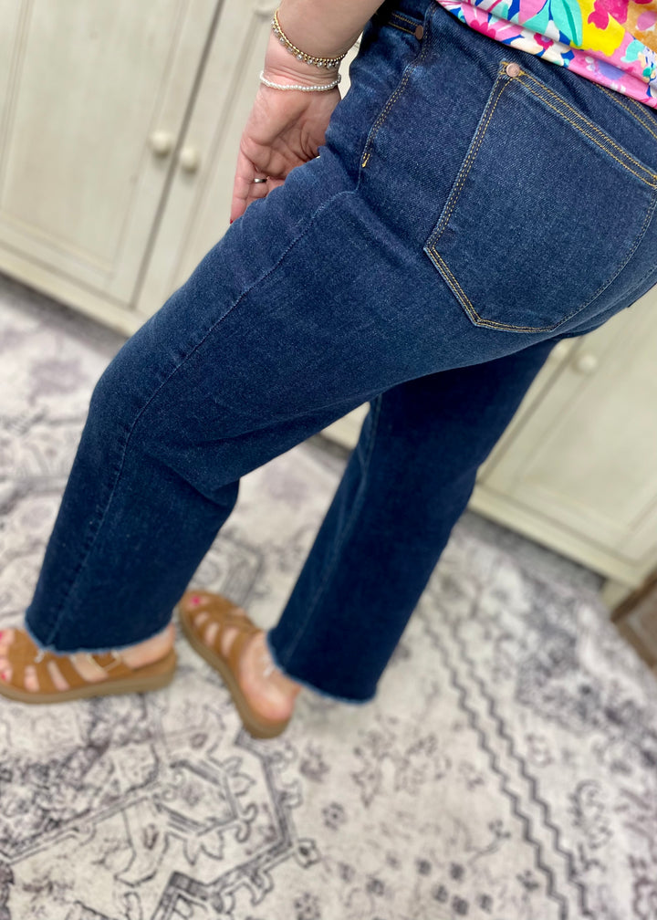 Judy Blue JB82517 - High Rise Wide Leg Cropped Denim