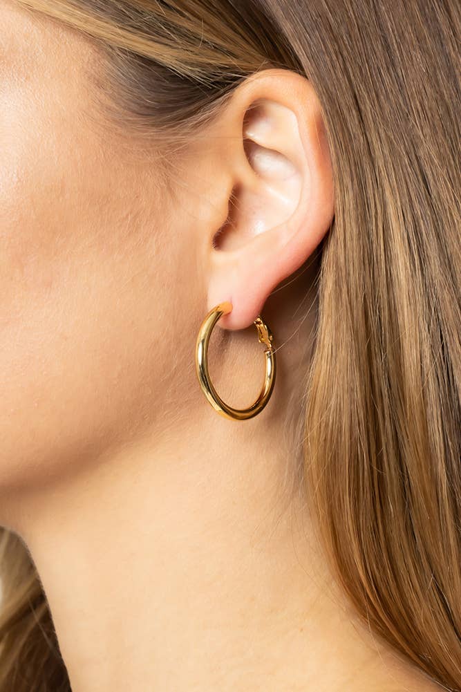 14K Gold Dipped Omega Closure Hoop: White Gold / 4cm