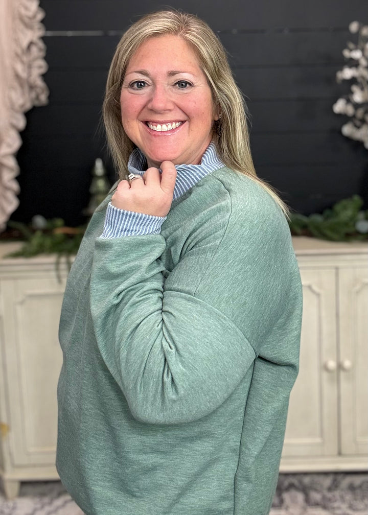 Sage - Mock Neck with Side Collar Slit