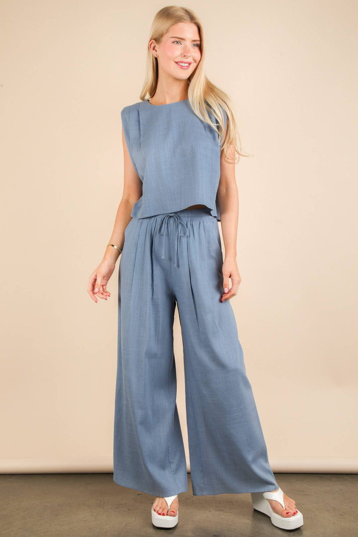 Solid Woven Top: Blue