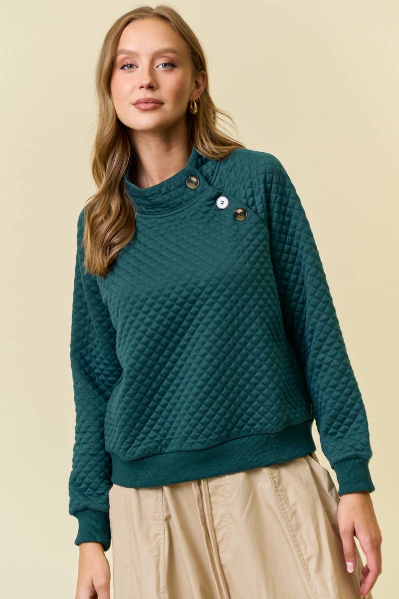 Hunter - Quilted Luxe Mock Neck Top