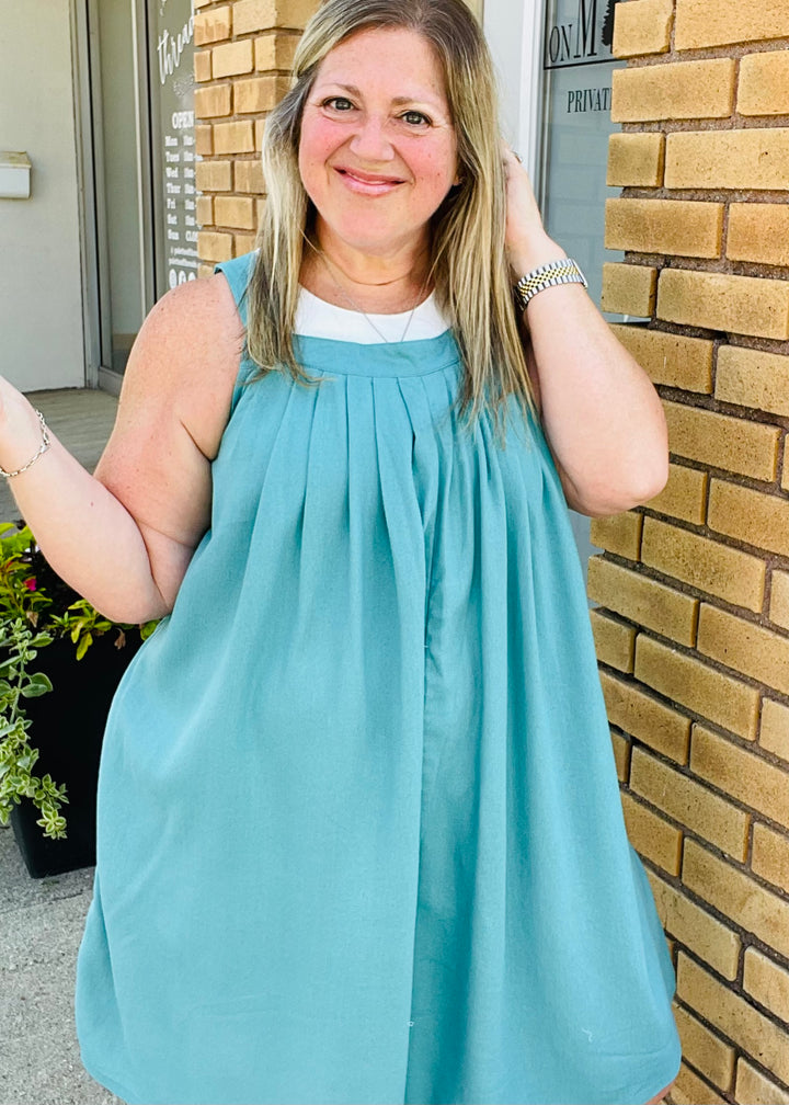 Linen Blend Romper w/ Pockets