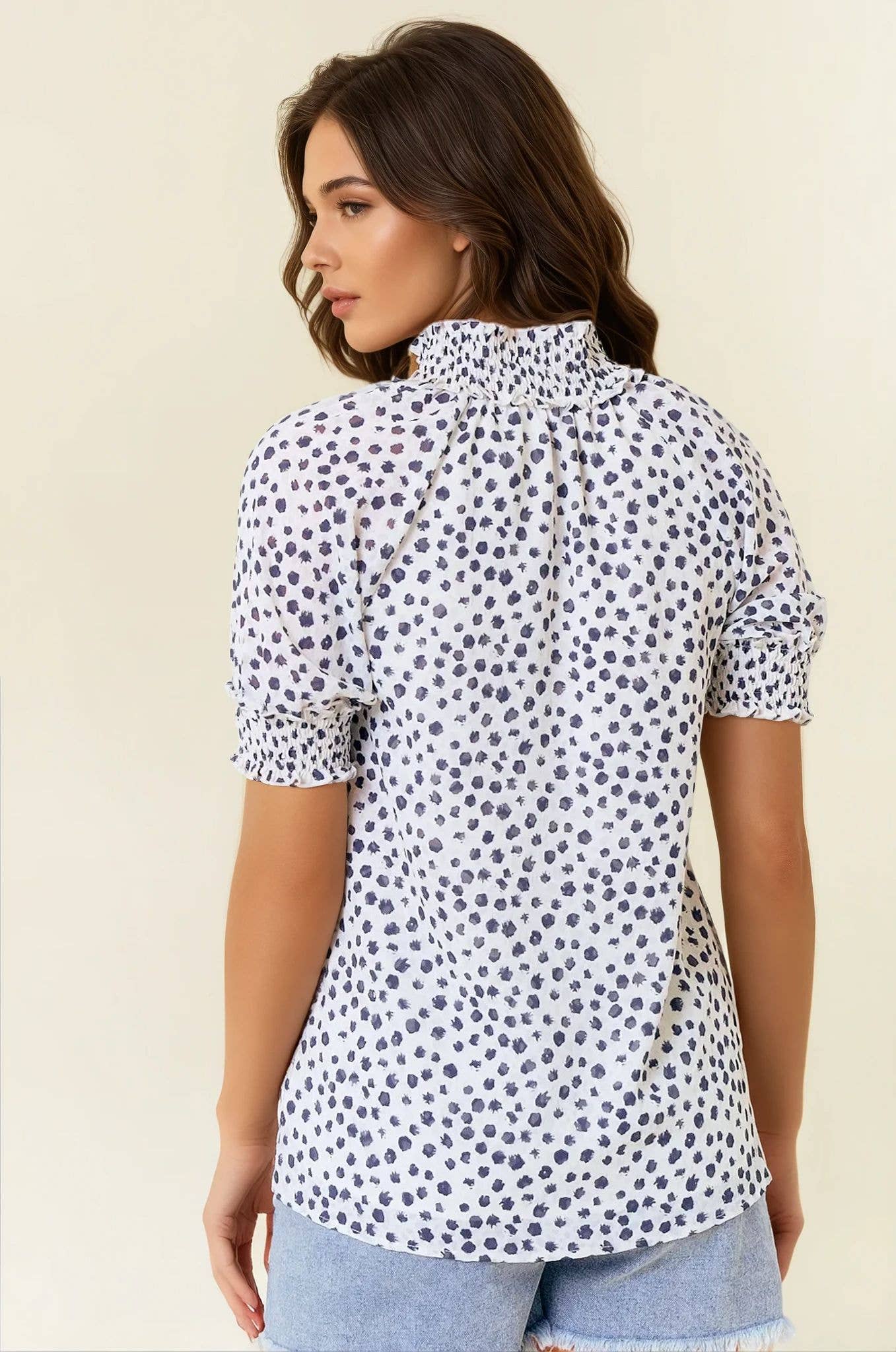 ✨ PREORDER ✨ Jacquard Dot Smocked Top