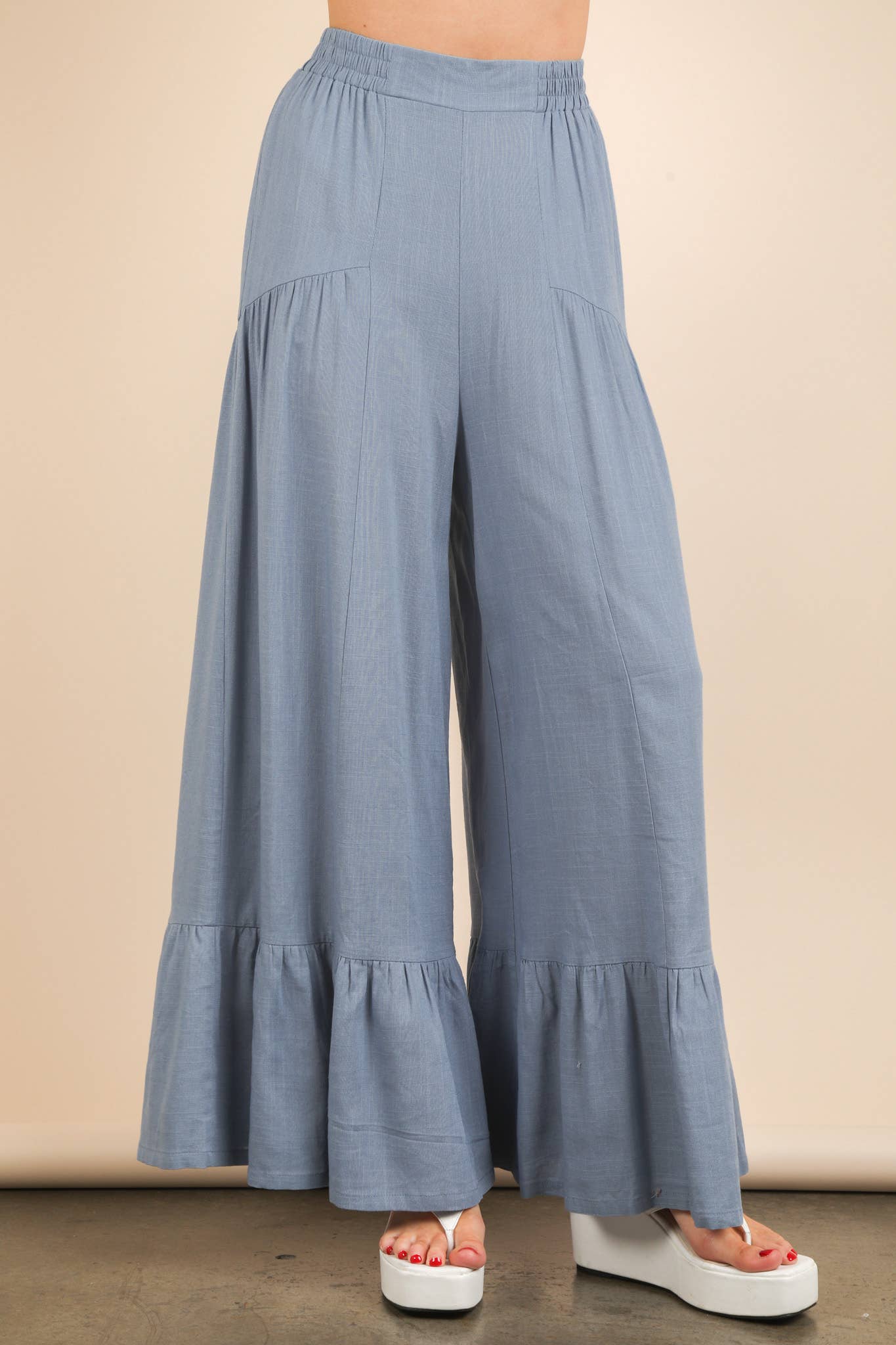 Palazzo Elastic Waist Comfy Pants: SKY