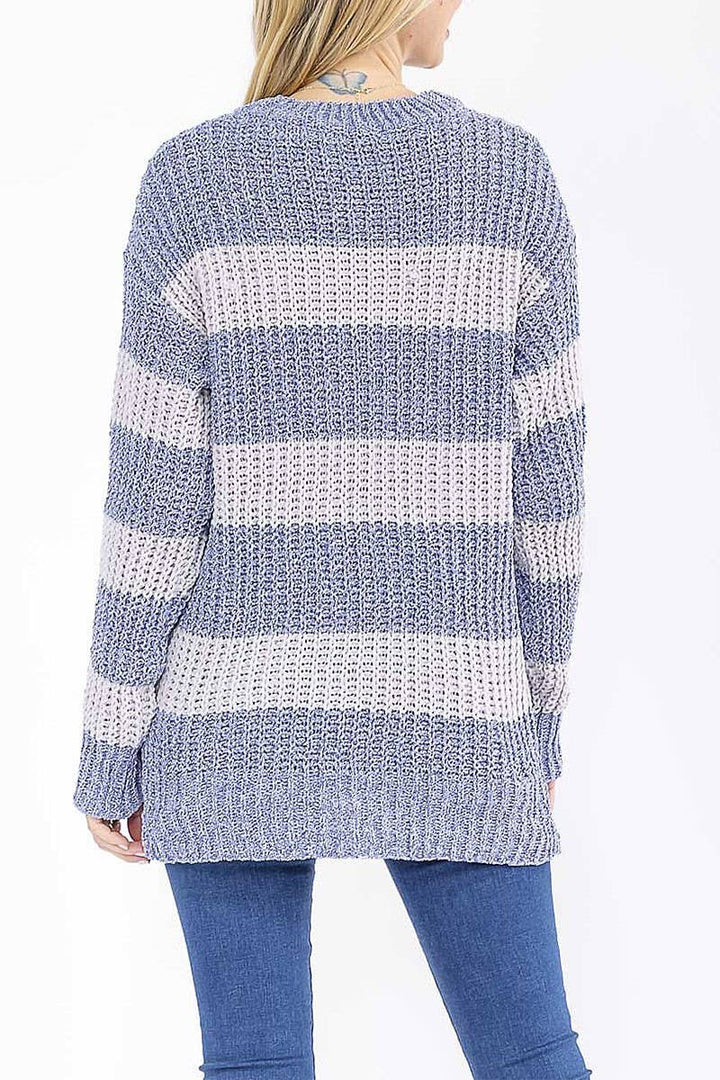 Navy Modern Coast Color Block Sweater