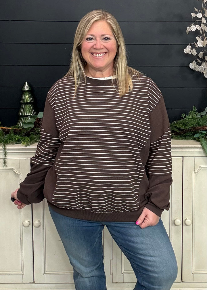 Chocolate Stripe Long Sleeve Top