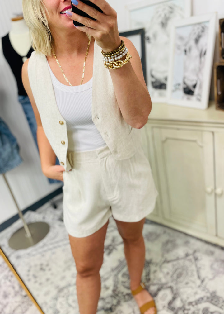 Rayon Linen Vest: OATMEAL