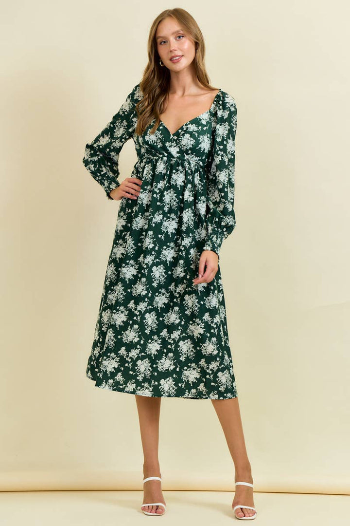 Dark Green Meadow Muse Midi Dress