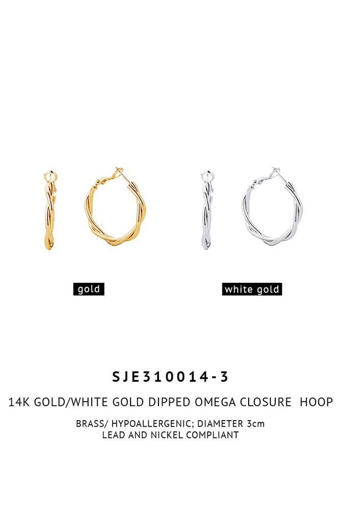 14K Metal Omega Closure Hoop: Gold / 4cm