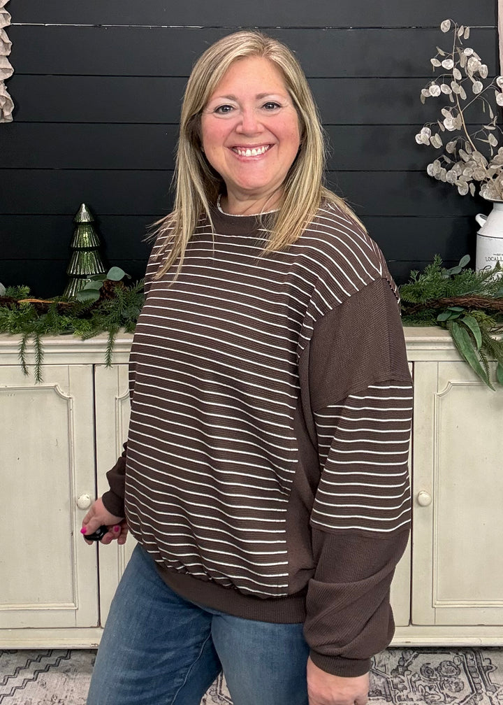 Chocolate Stripe Long Sleeve Top