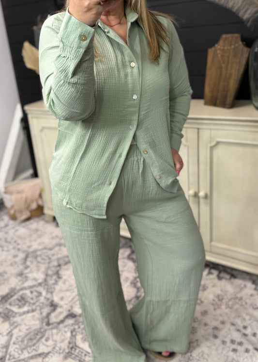 Sage Gauze Pants