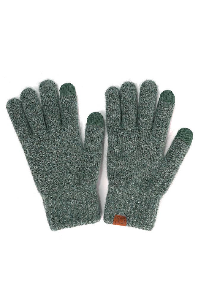 C.C Heather Knit Plain Gloves: Light Melange Gray