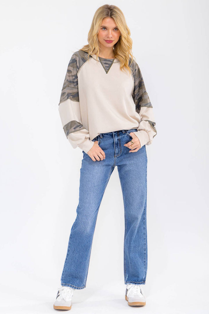 Off-Duty Camo Raglan Top