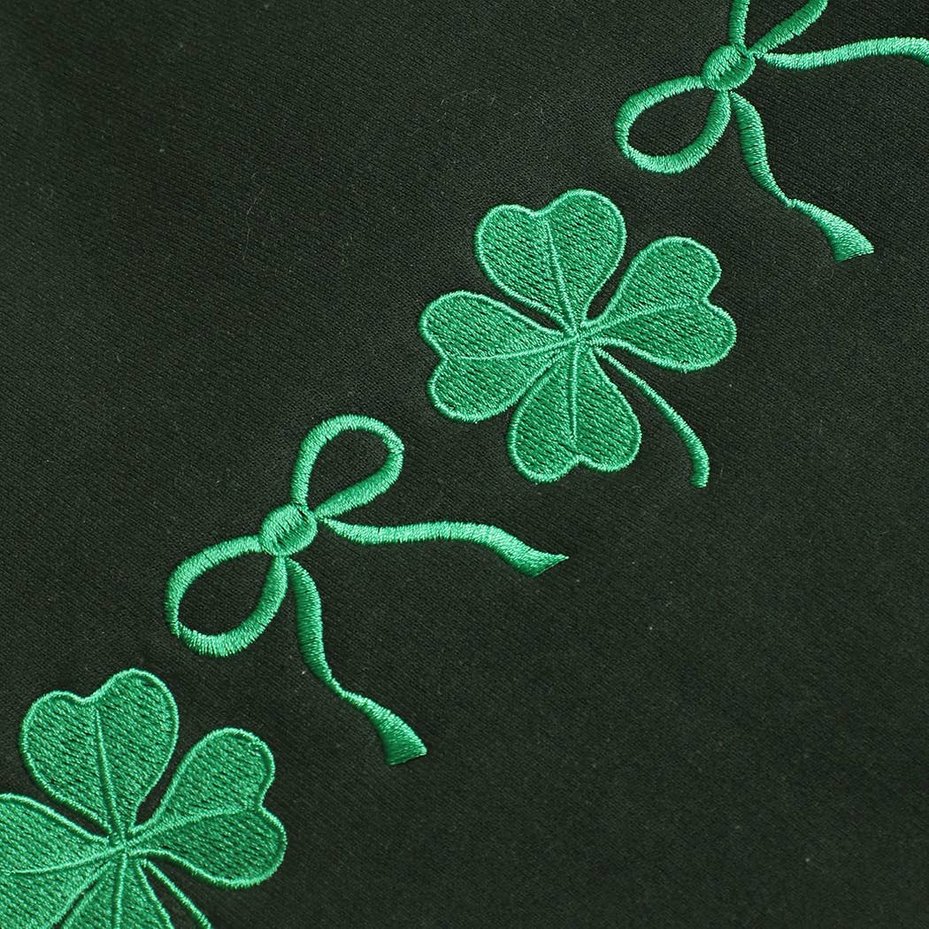 Bow & Shamrock Embroidered Sweatshirt - Ships Feb 6th
