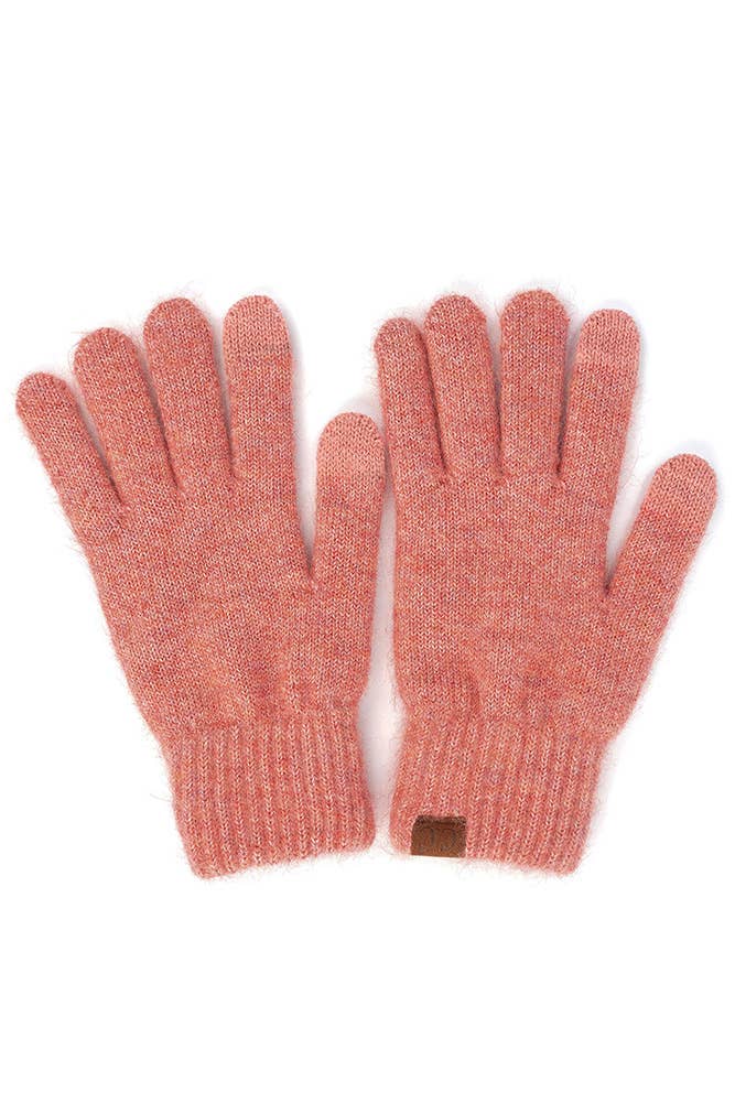 C.C Heather Knit Plain Gloves: Light Melange Gray