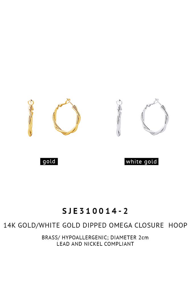 14K Metal Omega Closure Hoop: White Gold / 4cm