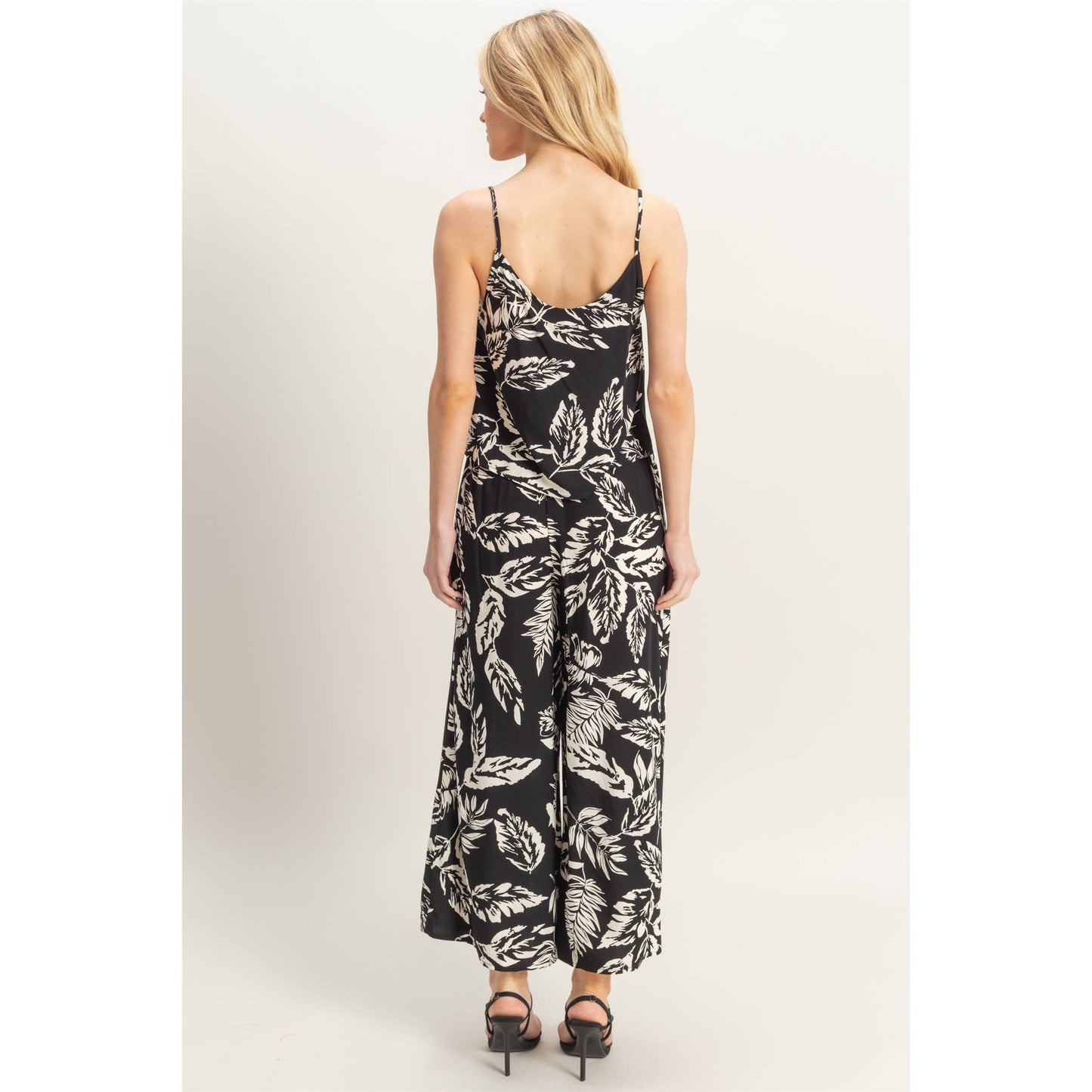 Leaf Cami Pants: BLACK/CREAM