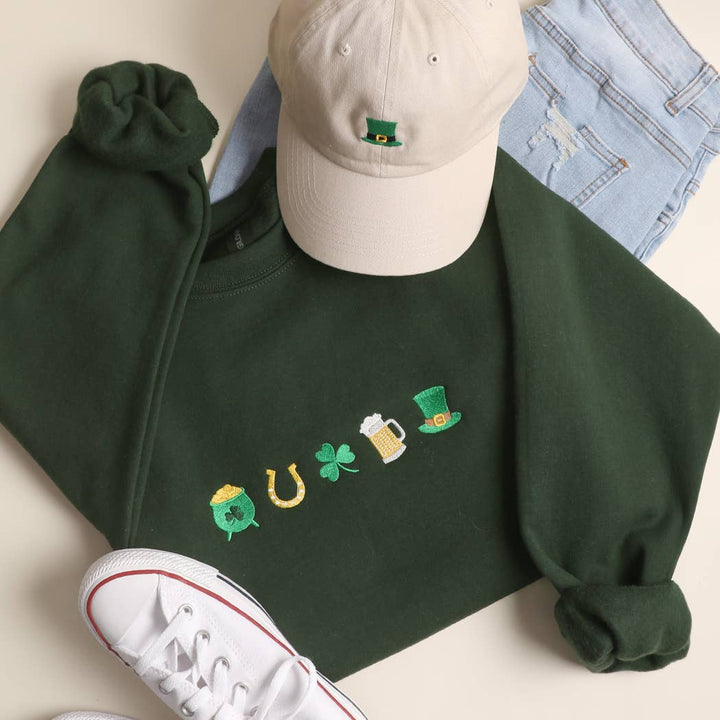 St Patrick's Day Mini Icons Embroidered Sweatshirt - Ships Feb 6th