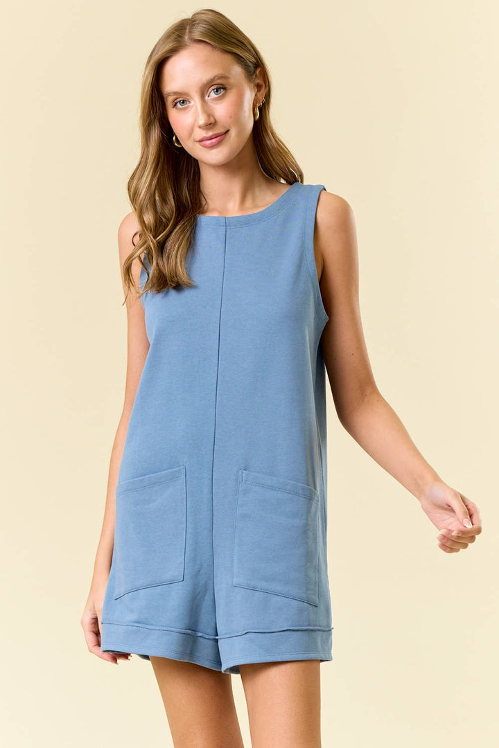 Steel Blue French Terry Romper