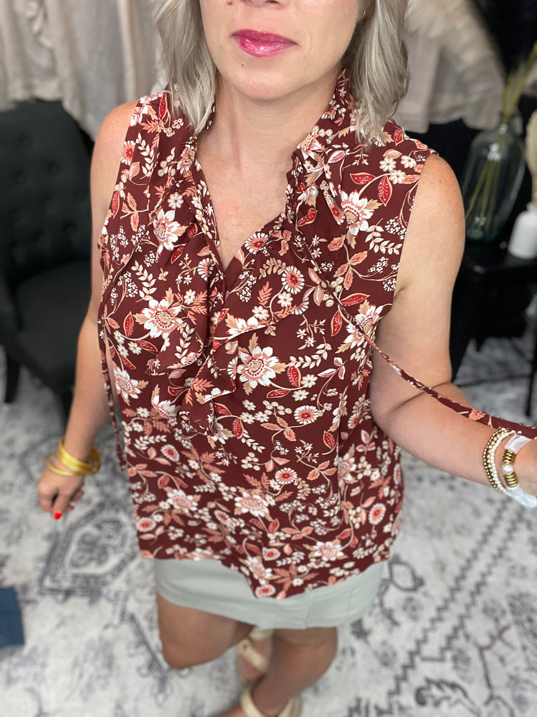 Wine Whimsy Crepe Top