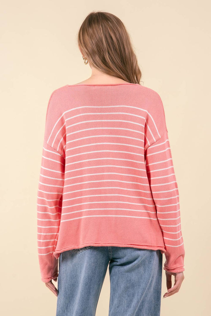 Salmon Stripes Sweater