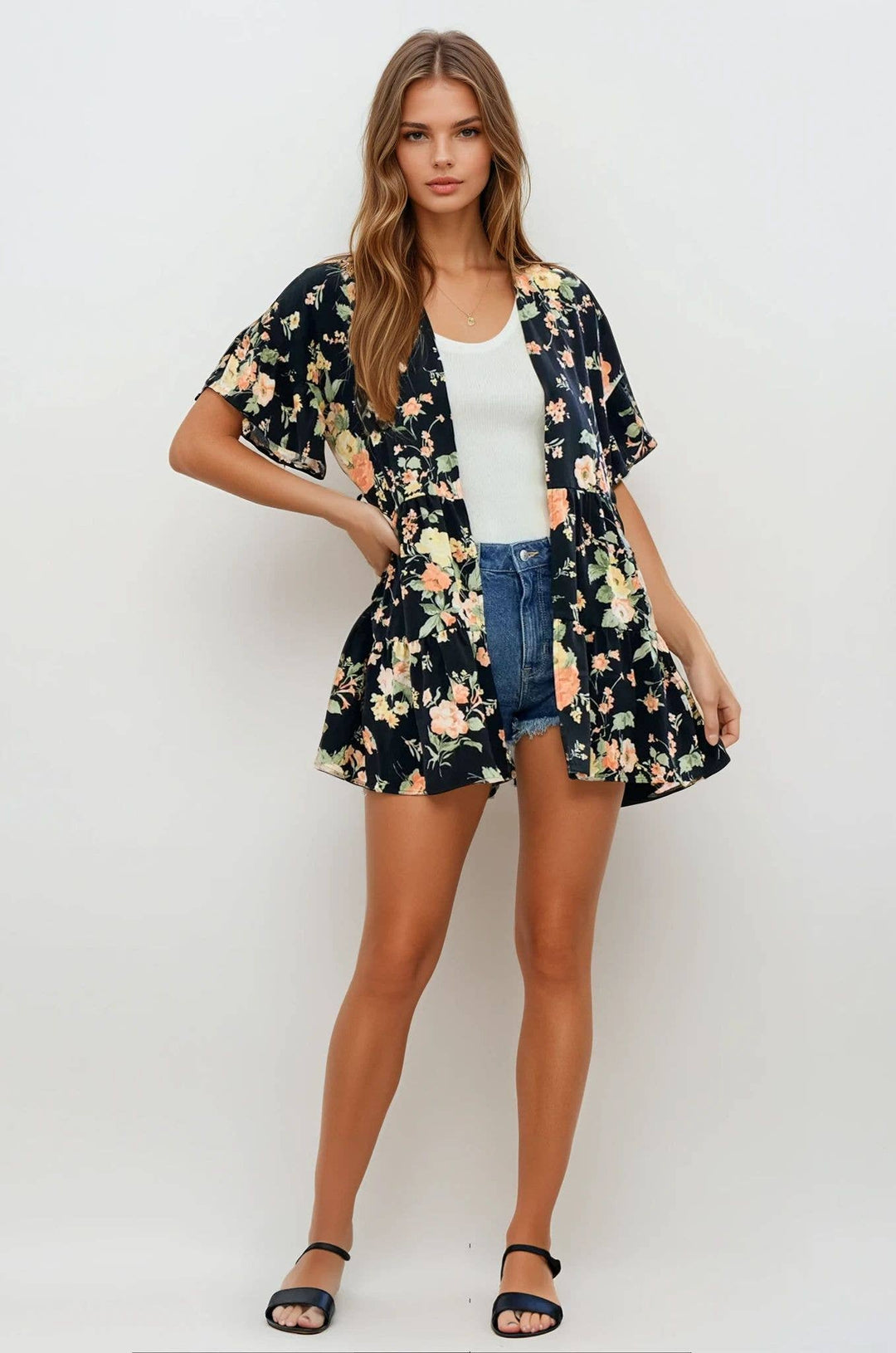 Tiered Floral Kimono