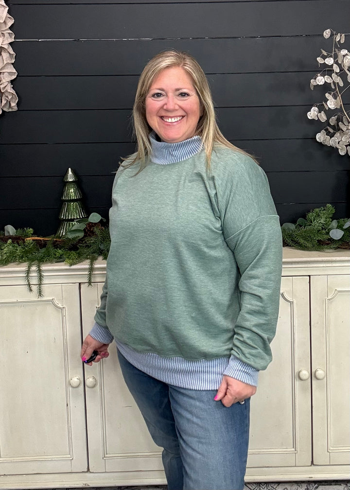 Sage - Mock Neck with Side Collar Slit