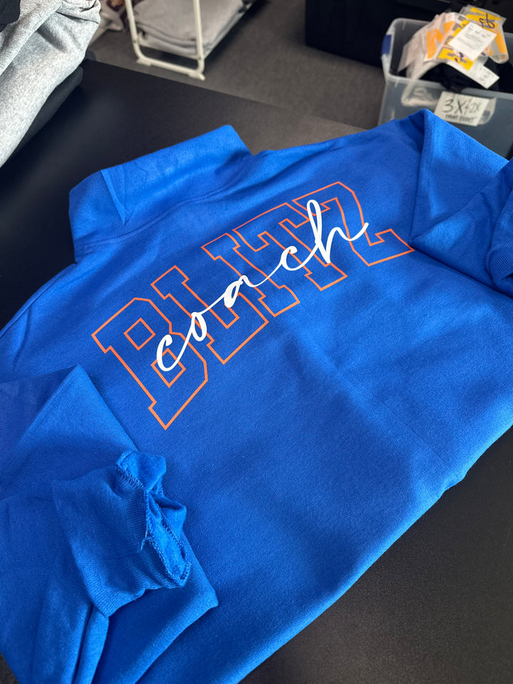1/4 ZIP HOLLOW BACK WITH CURSIVE CENTER- CUSTOM