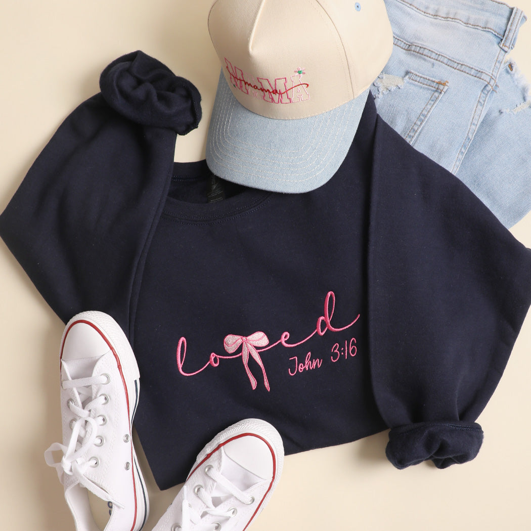 Loved John 3:16 Embroidered Sweatshirt - Ships Jan 16th