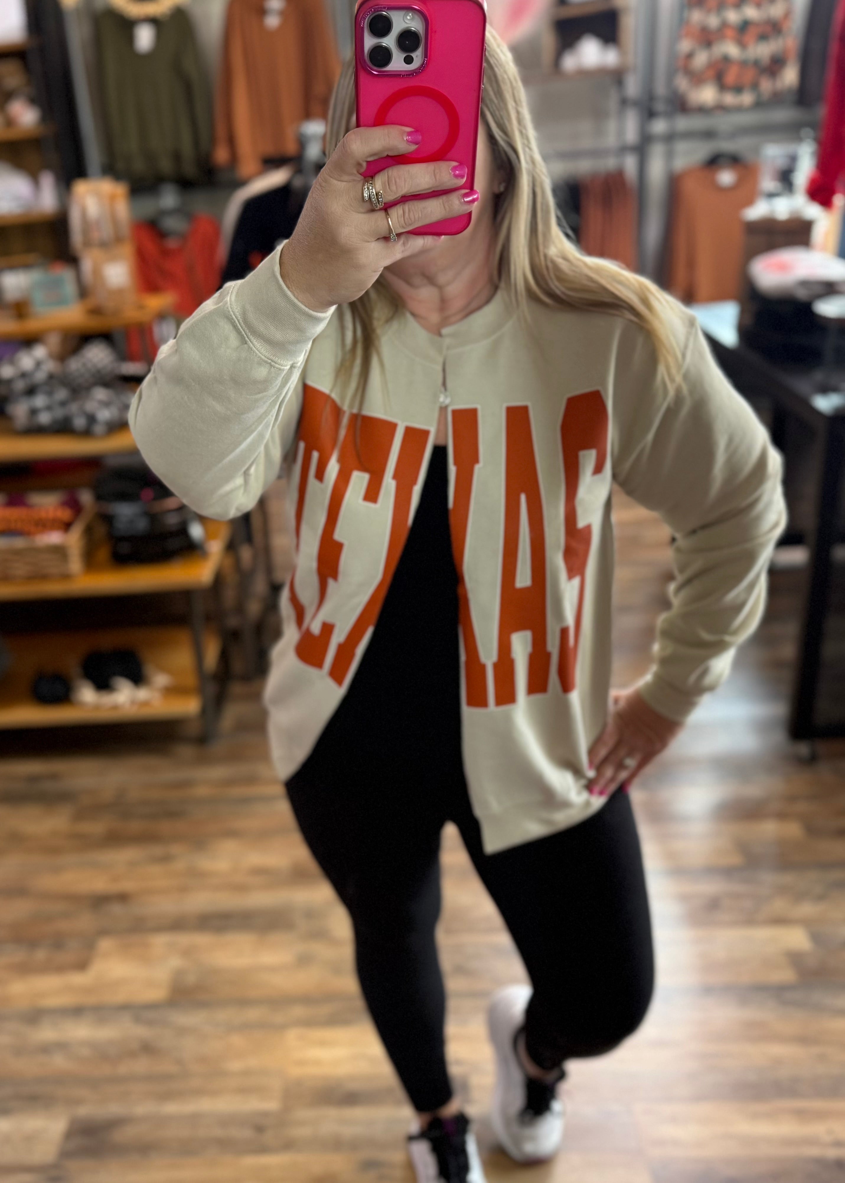 TEXAS Split Sweatshirt Cardi - Made to Order – Palette of Threads