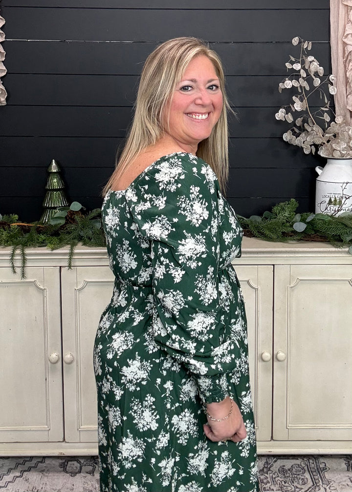 Dark Green Meadow Muse Midi Dress