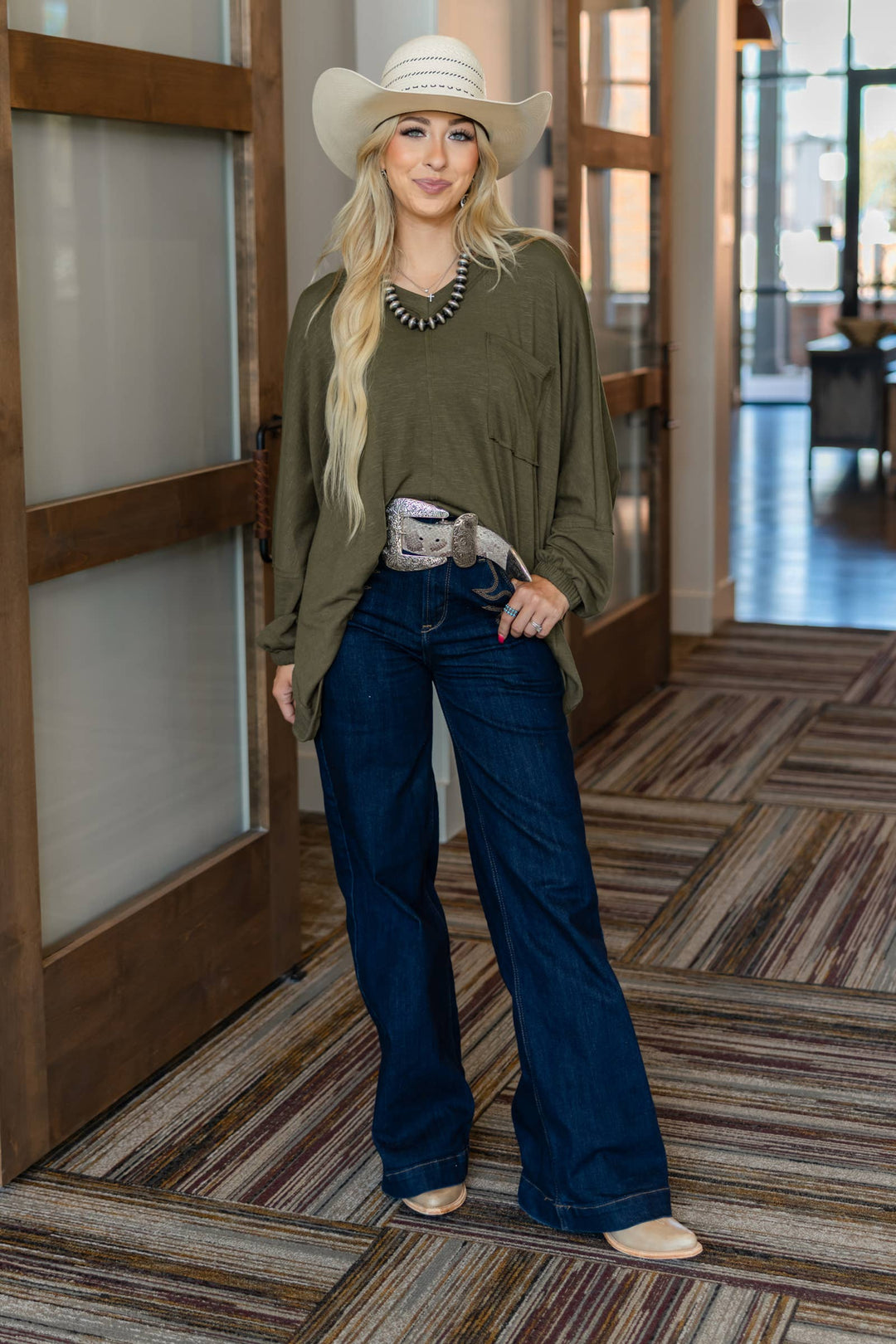 Olive - Soft Relaxed Draped Top
