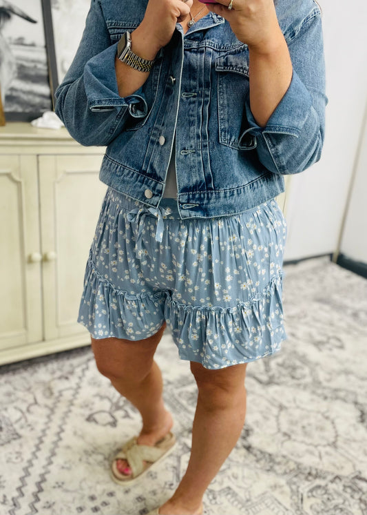 DAISY RUFFLE SHORTS BLUE